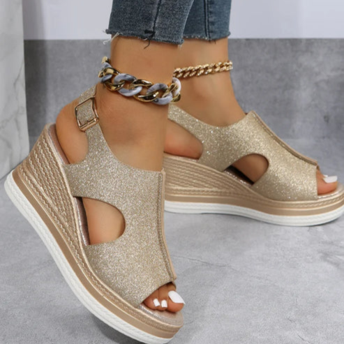 Valenzora | Chic glitter wedge sandals