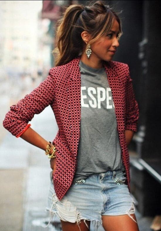 Valenzora | Red plaid jacket for women