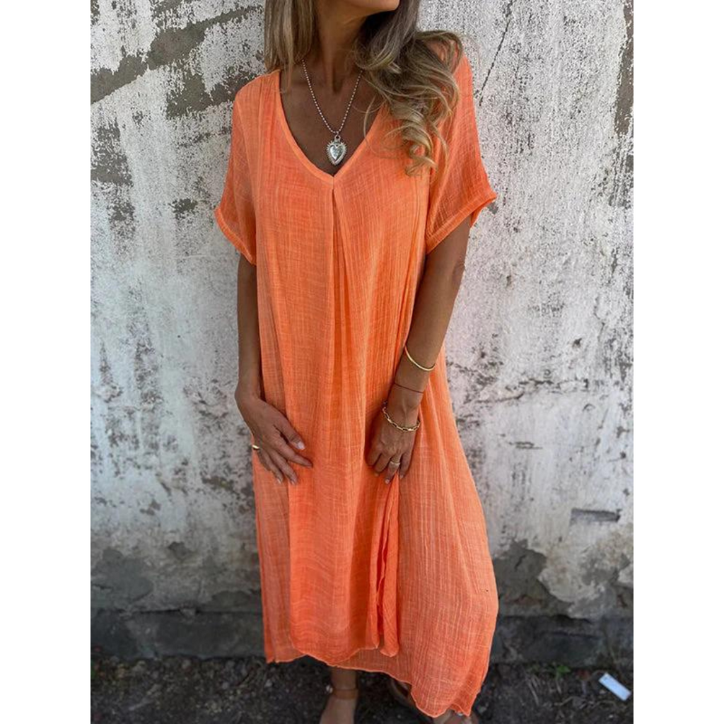 Leinen-luftiges, locker sitzendes Boho-Sommerkleid für Damen