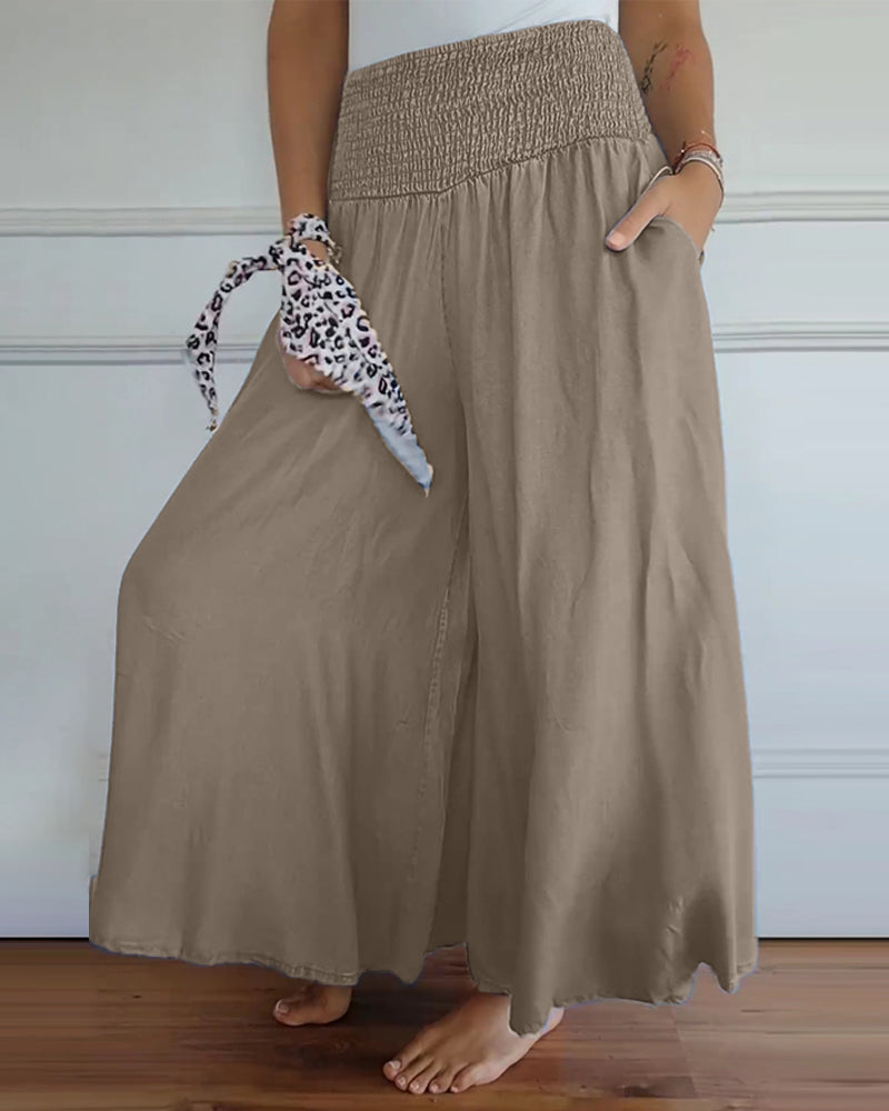 Valenzora | Trousers with elasticated waistband and wide legs