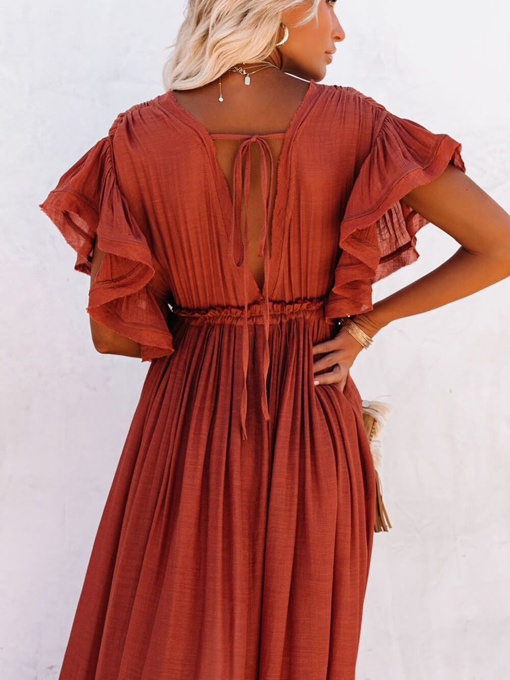Valenzora | Stylish maxi dress with flutter sleeves for women