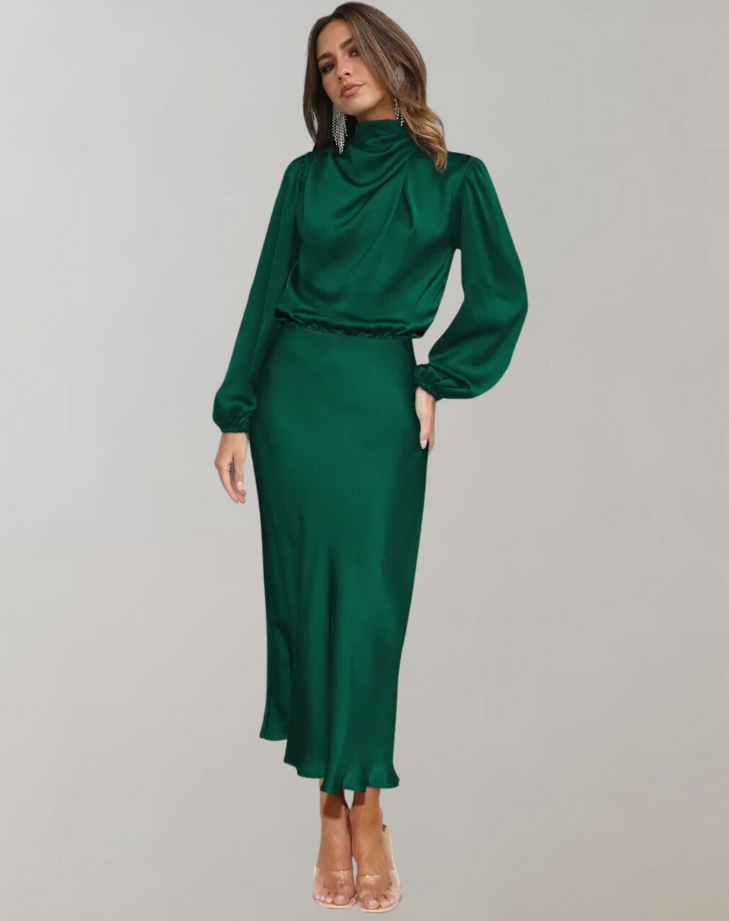 Valenzora | Elegantes Abendkleid für Damen, lang, langärmlig