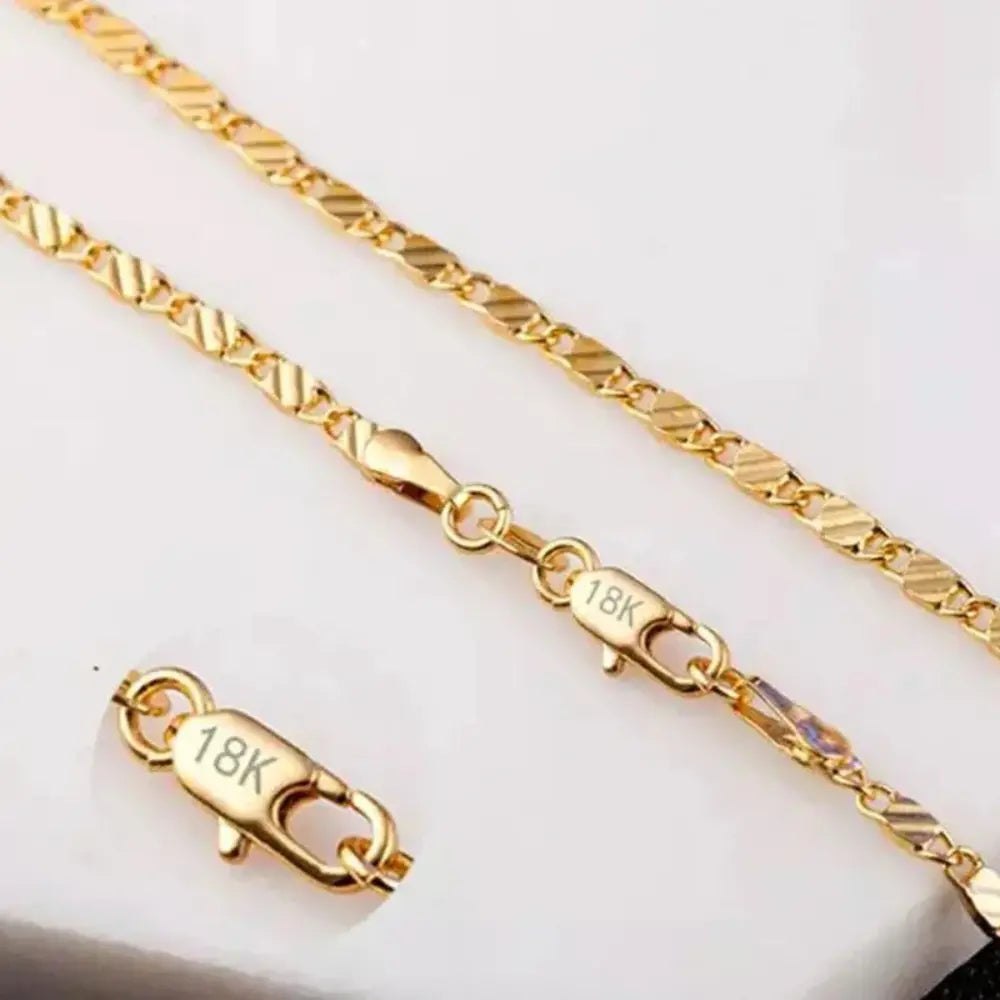 Valenzora | 18 Karat Goldkette 2mm 925 Sterling Silber Kette