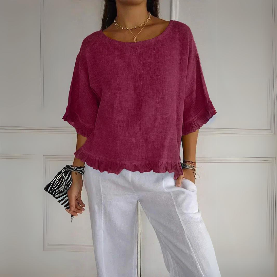 Valenzora | Linen shirt with ruffle