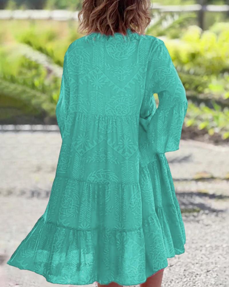 Valenzora | Dress with 3/4 sleeves and geometric boho print