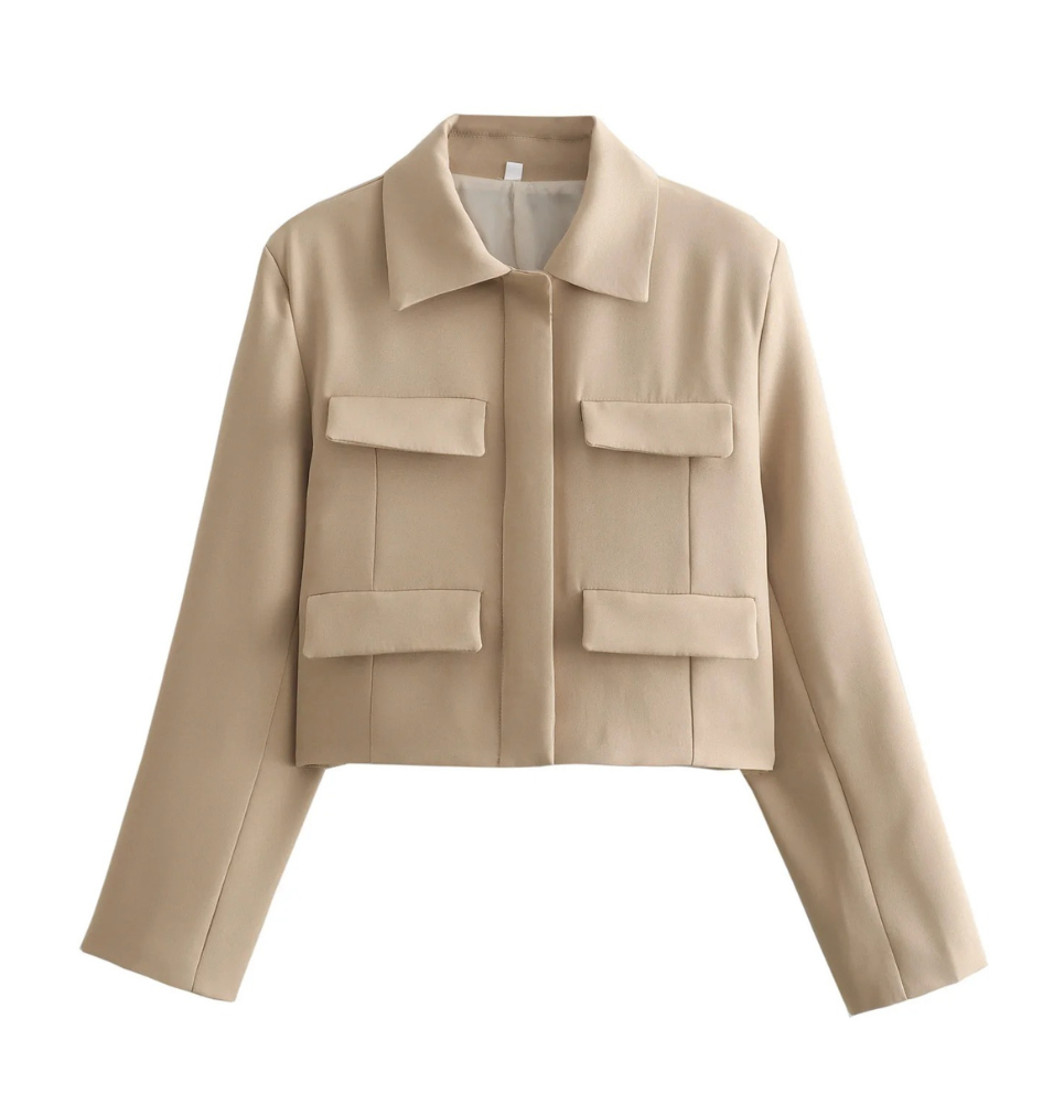 Valenzora | Women's Bomber Jacket Short Jacket with Four Front Pockets and Minimalist Design