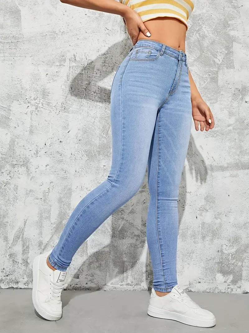 Valenzora | Light blue skinny fit high-waisted jeans for women