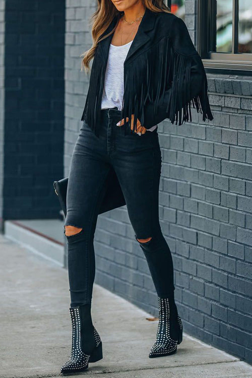 Valenzora | At Your Best Fringe Edge Faux Suede Shacket