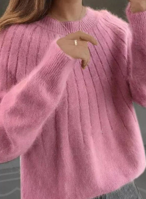 Fluffy cashmere blend knitted sweater