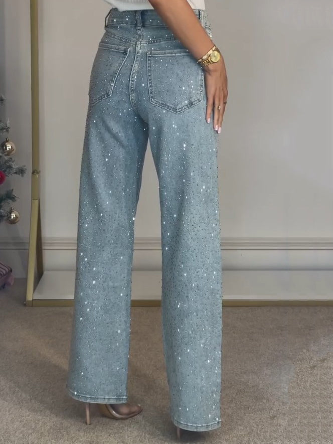 Valenzora | High-waisted jeans with diamond details
