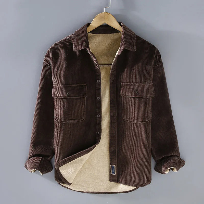 Valenzora | Casual long-sleeved corduroy shirt with pockets