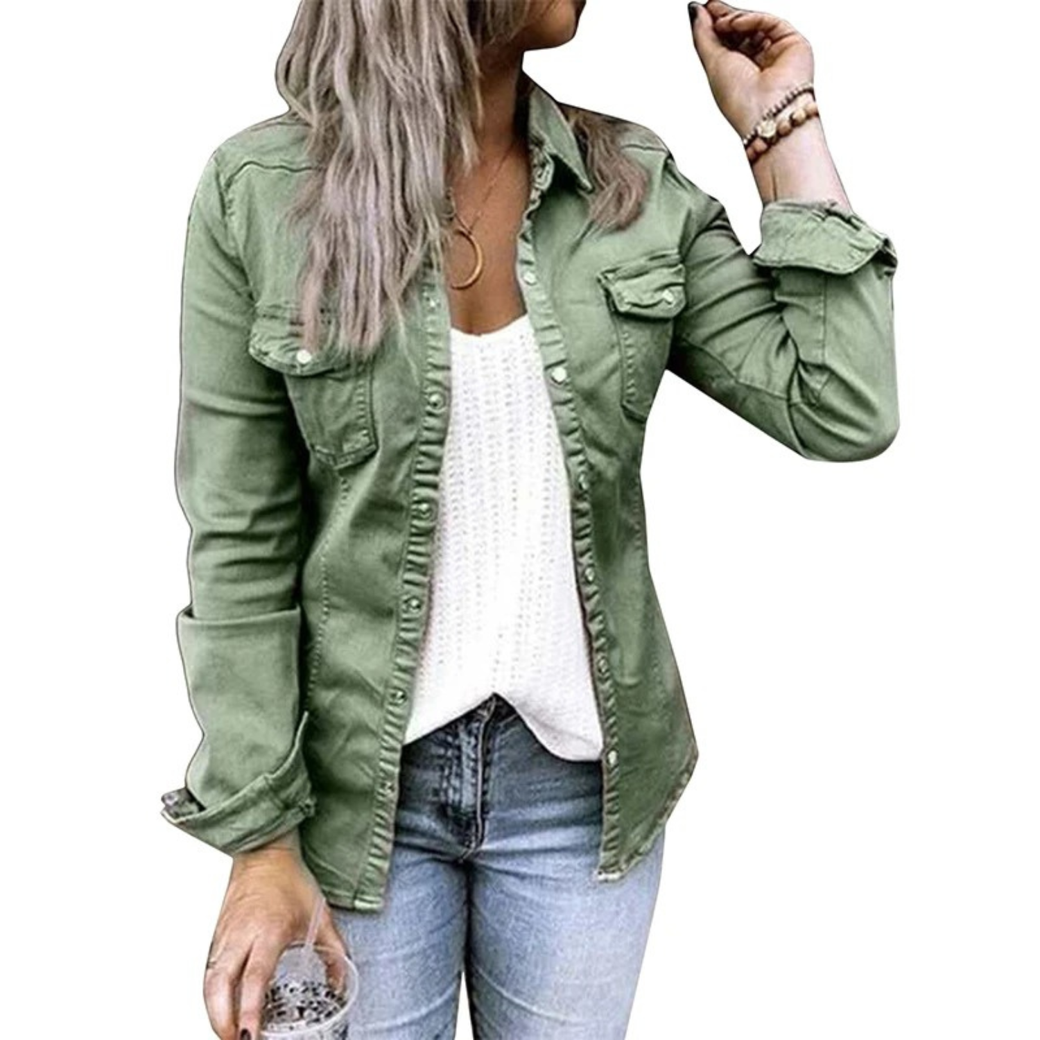 Valenzora | Women's Summer Jacket in Military Denim Style