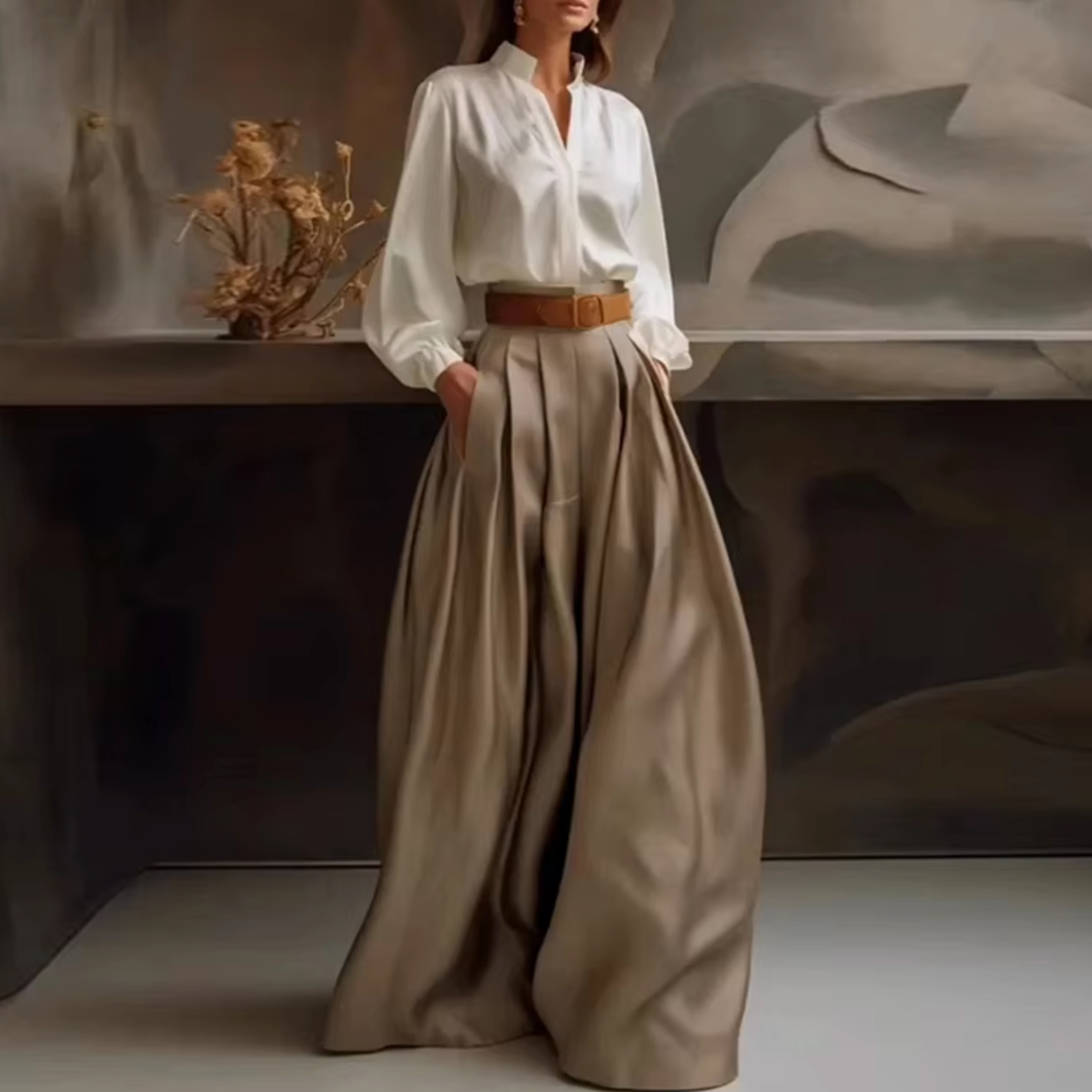 Valenzora | Elegant pleated trousers with a high waist