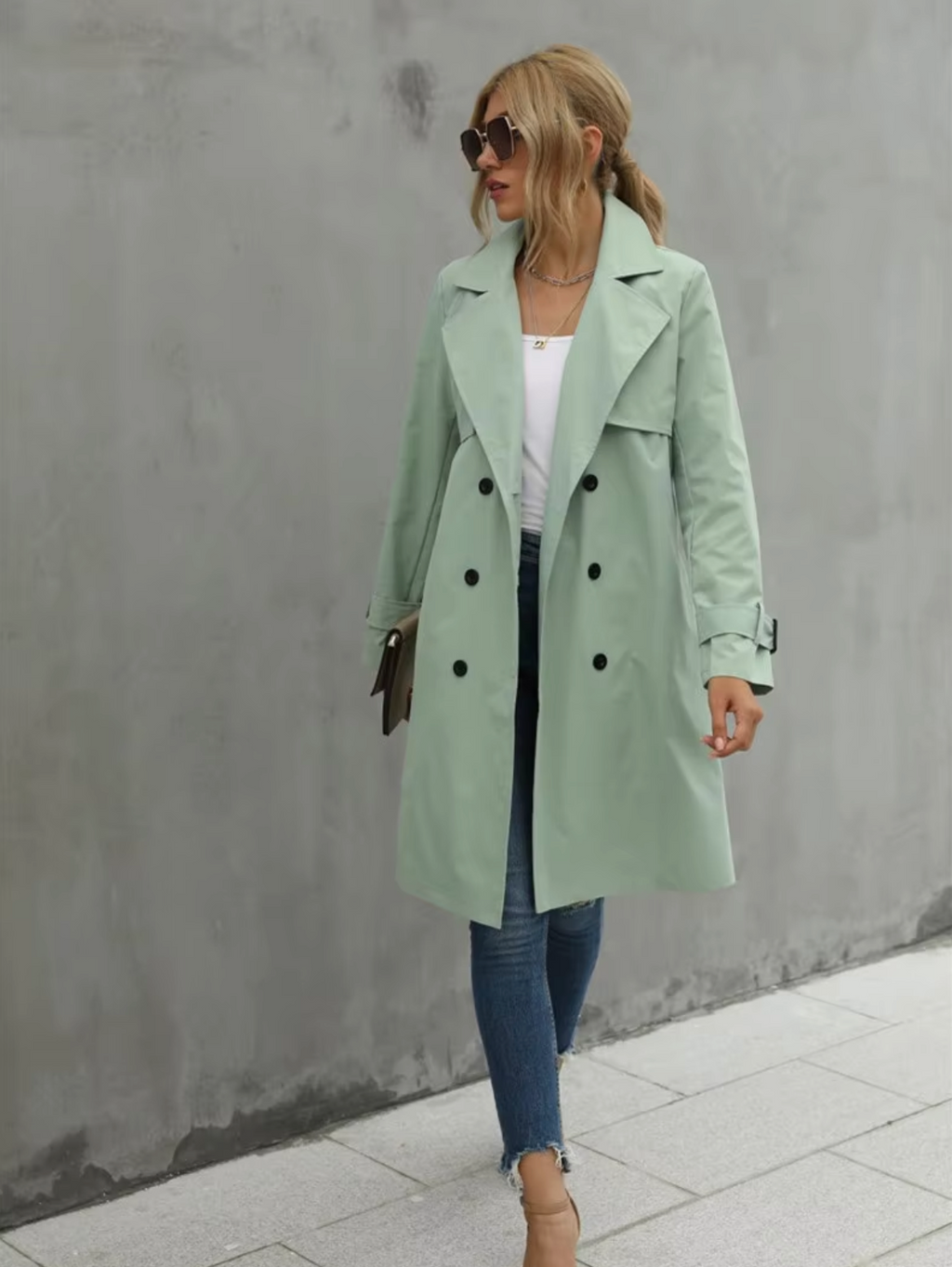 – Langärmeliger lässiger Trenchcoat