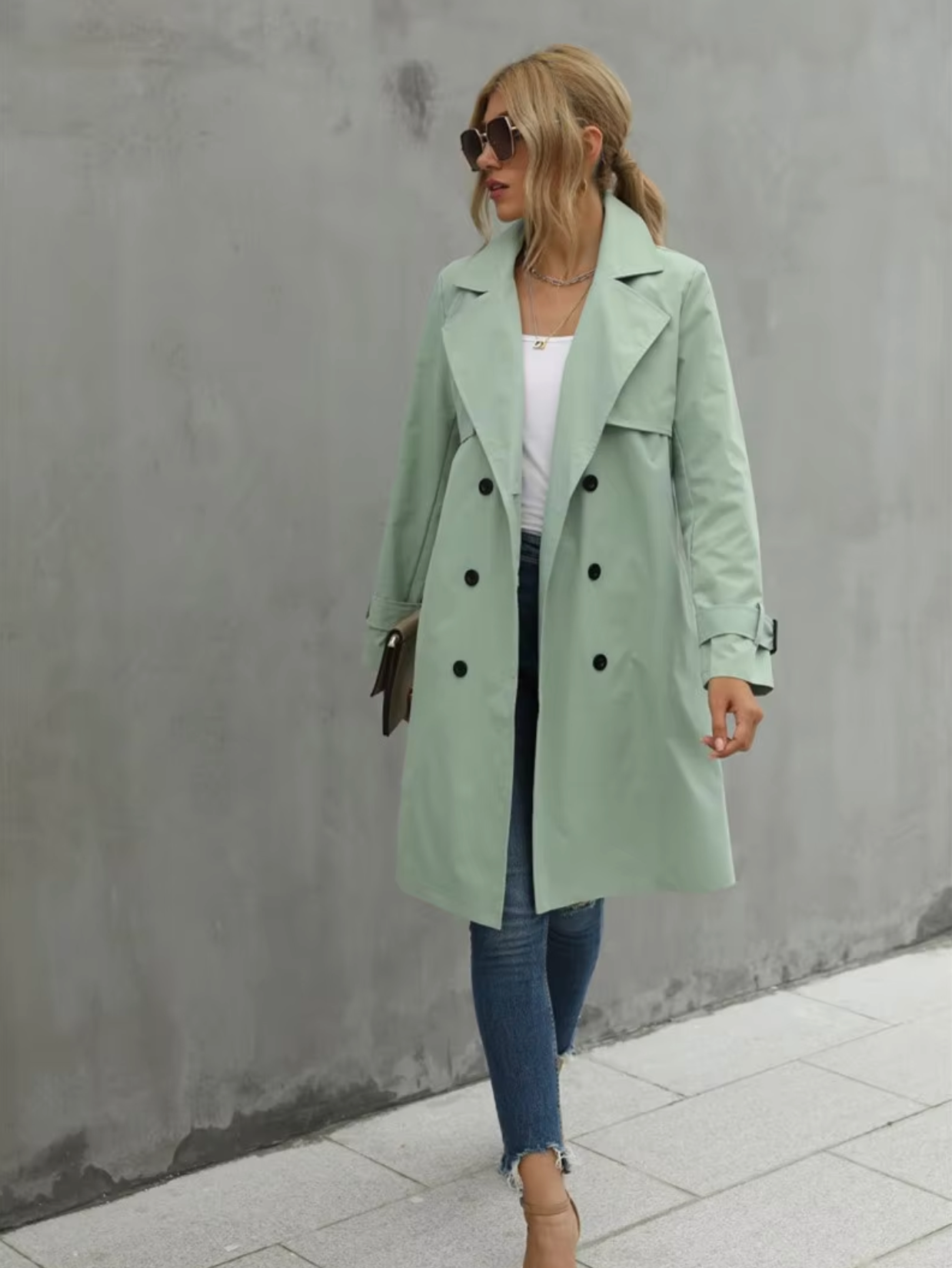 – Langärmeliger lässiger Trenchcoat