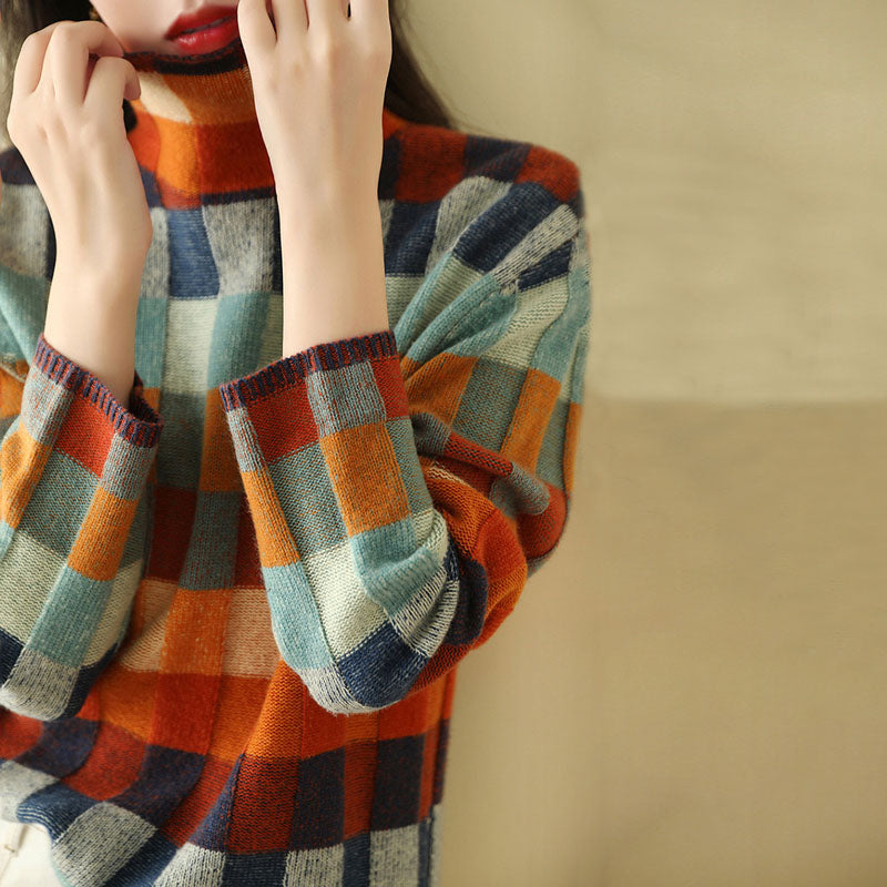 Valenzora | Bunter karierter Strickpullover