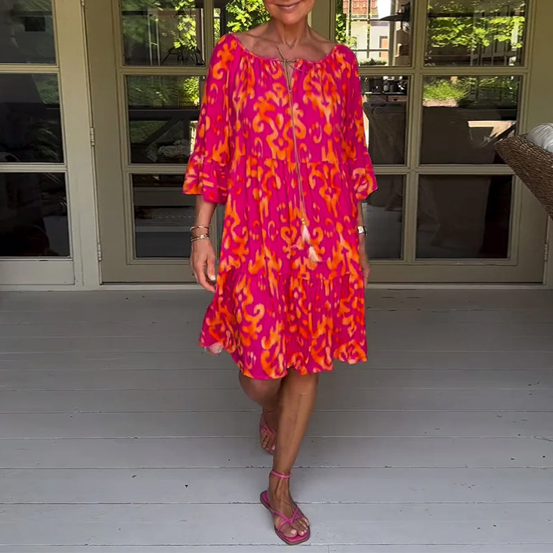 Valenzora | Loose-fitting, printed dress with bell sleeves