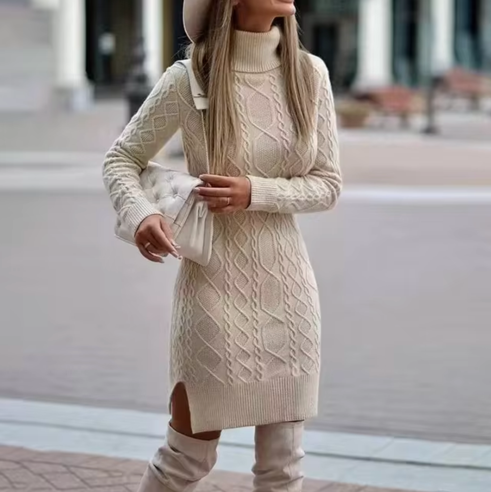 Valenzora – Strickkleid mit Rollkragen