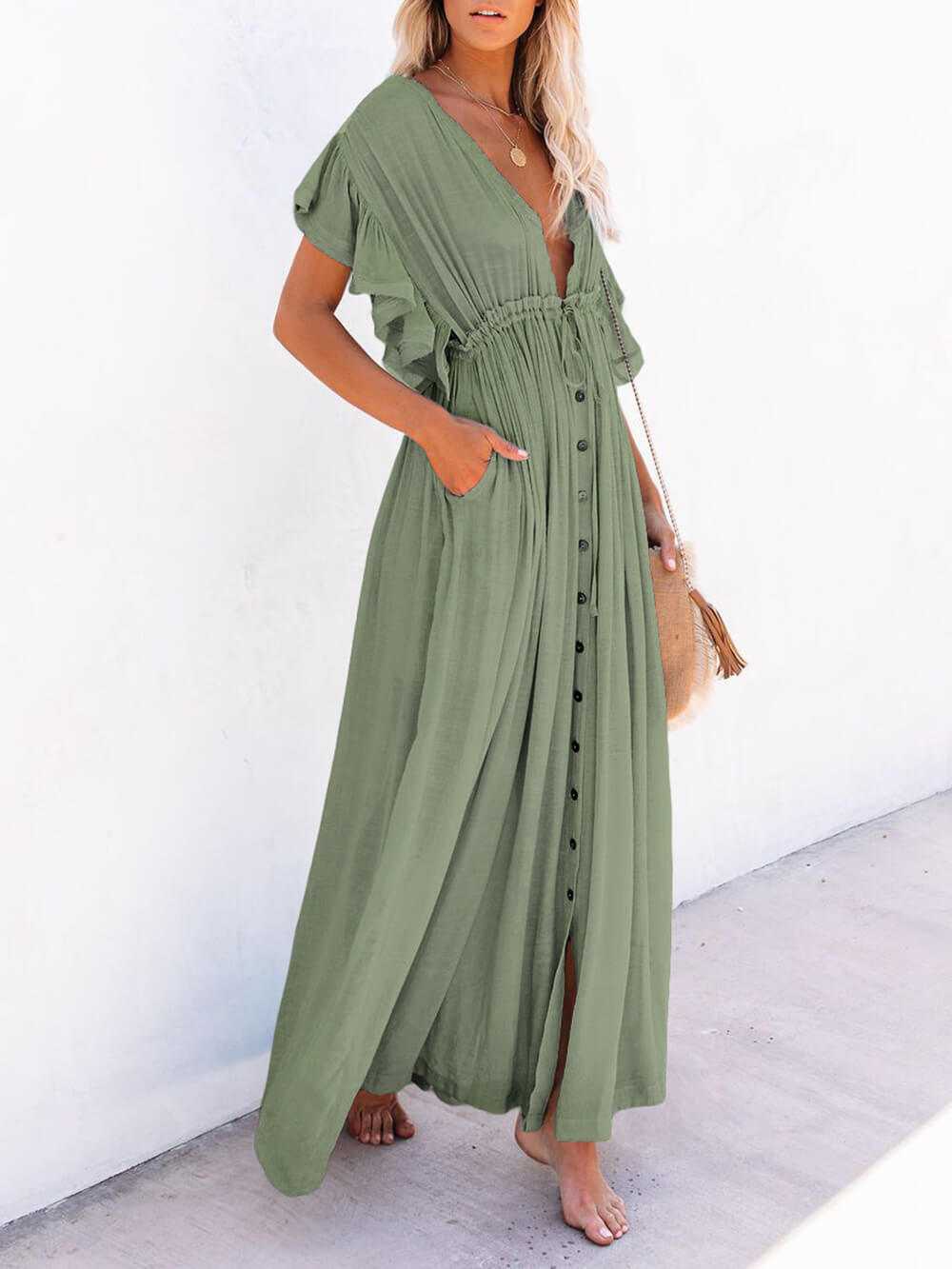 Valenzora | Stylish maxi dress with flutter sleeves for women