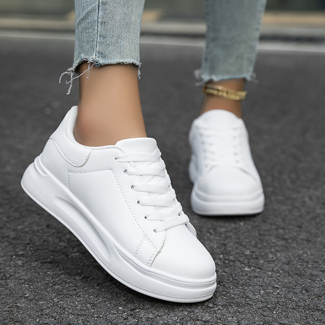 Valenzora | Women's Leather Sneakers White Sporty Women's Shoes