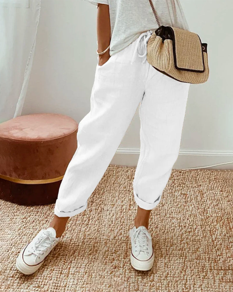 Valenzora | Damen luftige Hose mit Gummibund Sommer