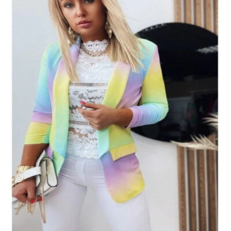 Valenzora | Women's Ombre Open Front Blazer, Long Sleeves, Relaxed Fit
