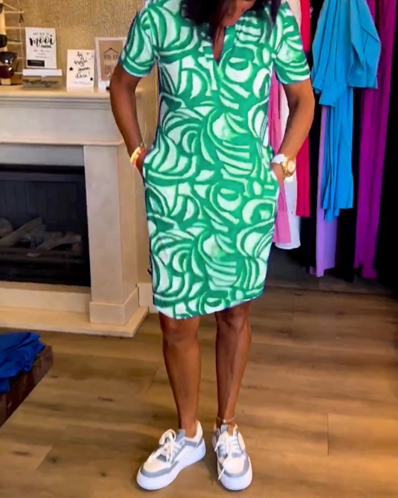 Valenzora | Lässiges, kurzärmliges Kleid mit Print