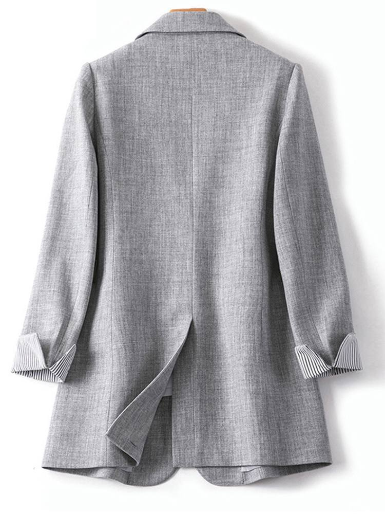 Valenzora | Langer Damen-Blazer mit gestreiftem Futter und gekrempelten Ärmeln