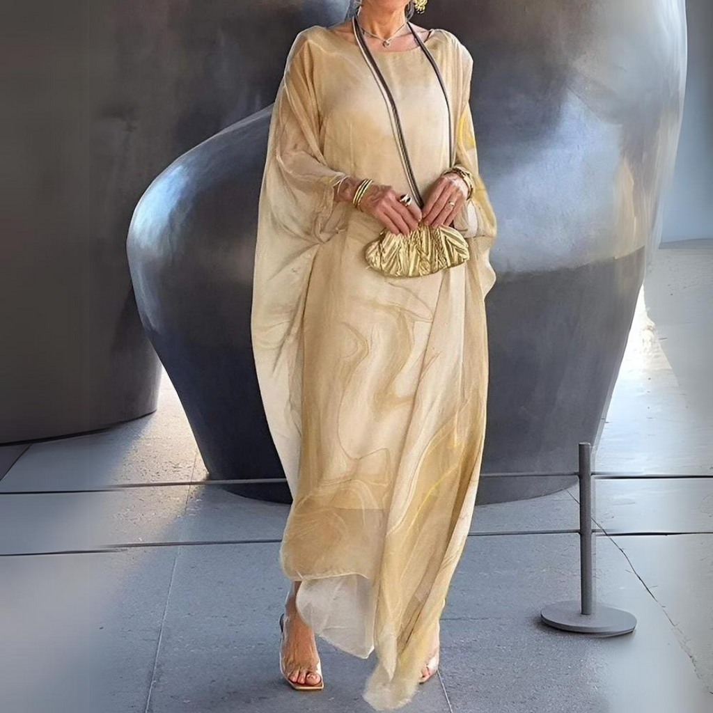 Valenzora | Kaftan Dress Flowing Lightweight Fabric Elegant Loose Fit Wide Sleeves