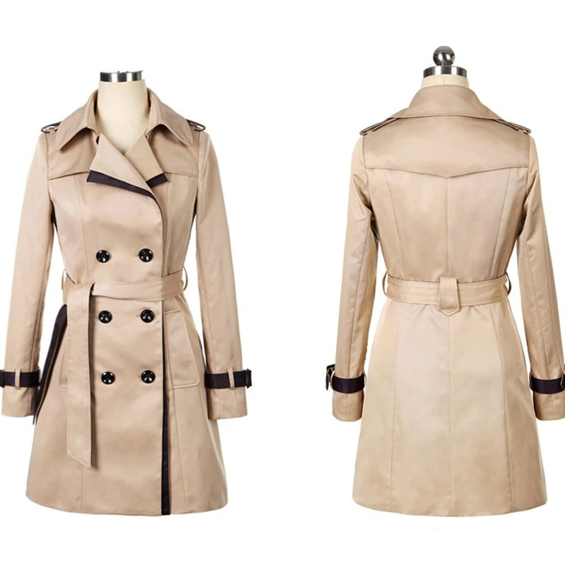 Valenzora | Eleganter, taillierter Damen-Trenchcoat mit doppelreihiger Knopfleiste, mittellang