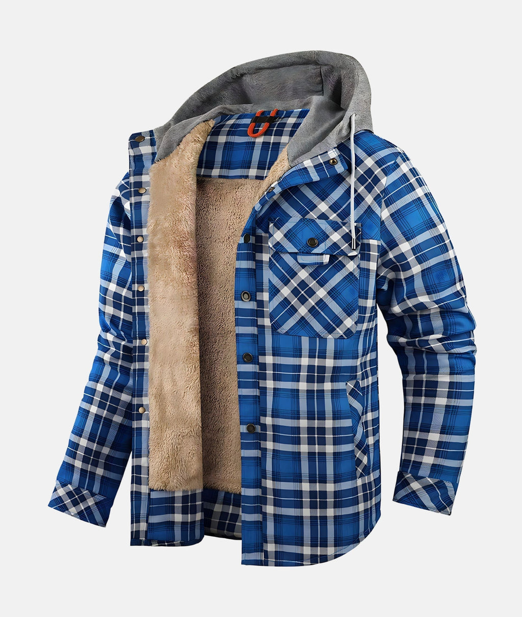 Valenzora | Checkered flannel jacket with hood and faux fur lining