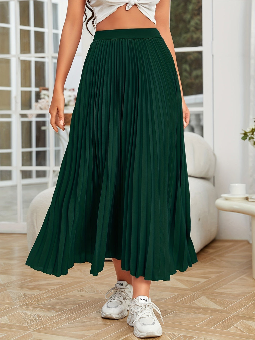 Valenzora | Pleated plain curly skirt
