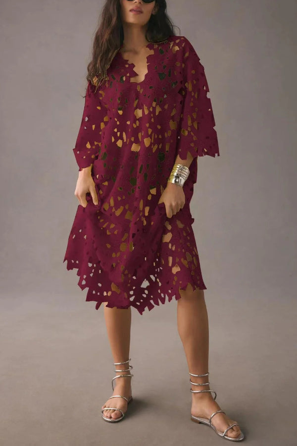 Valenzora | I Belong Here Floral Øsen Lace Cover Up Beach Midi Dress