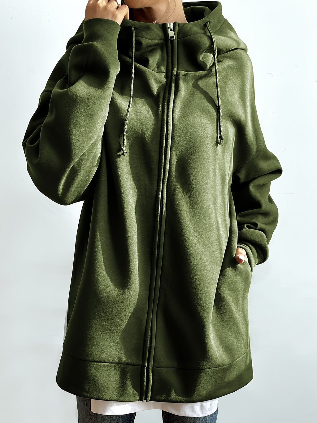 Valenzora | Comfort - Extrem bequemer langer Plüsch-Hoodie mit Reißverschluss und Kapuze für Damen