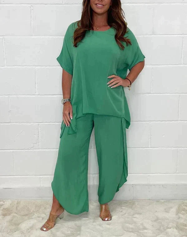 Valenzora | Zweiteiliges Hosenanzug-Set mit Ärmeln für Damen | Stylisches und bequemes Outfit