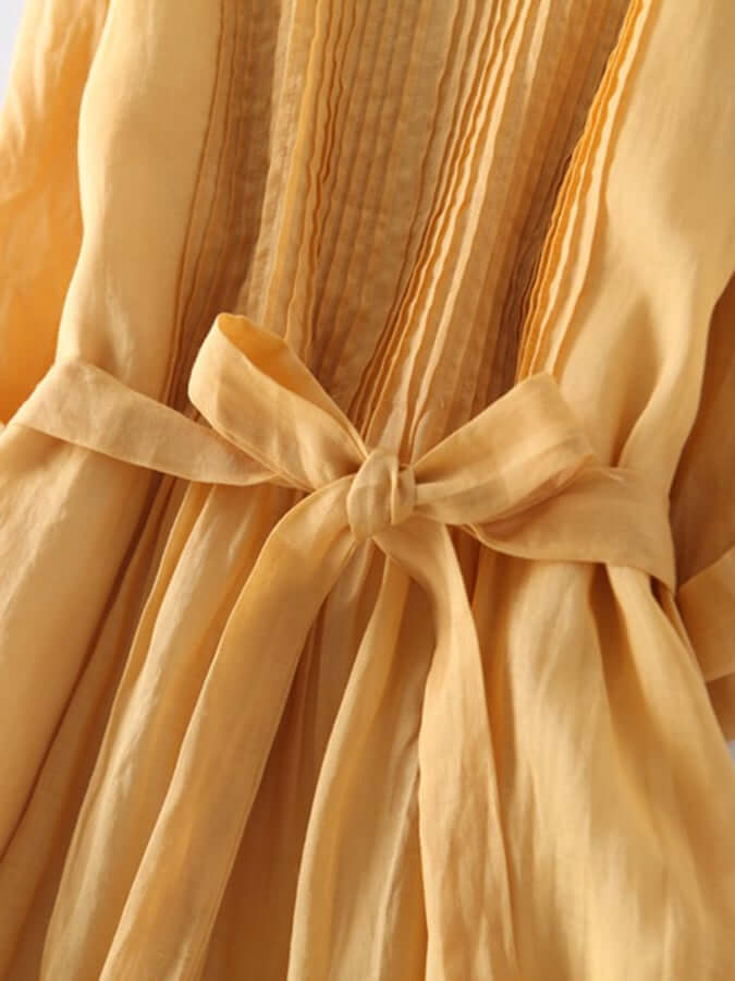 Valenzora | und Leinenbindung Dreiviertelärmel Einfarbiges Kleid