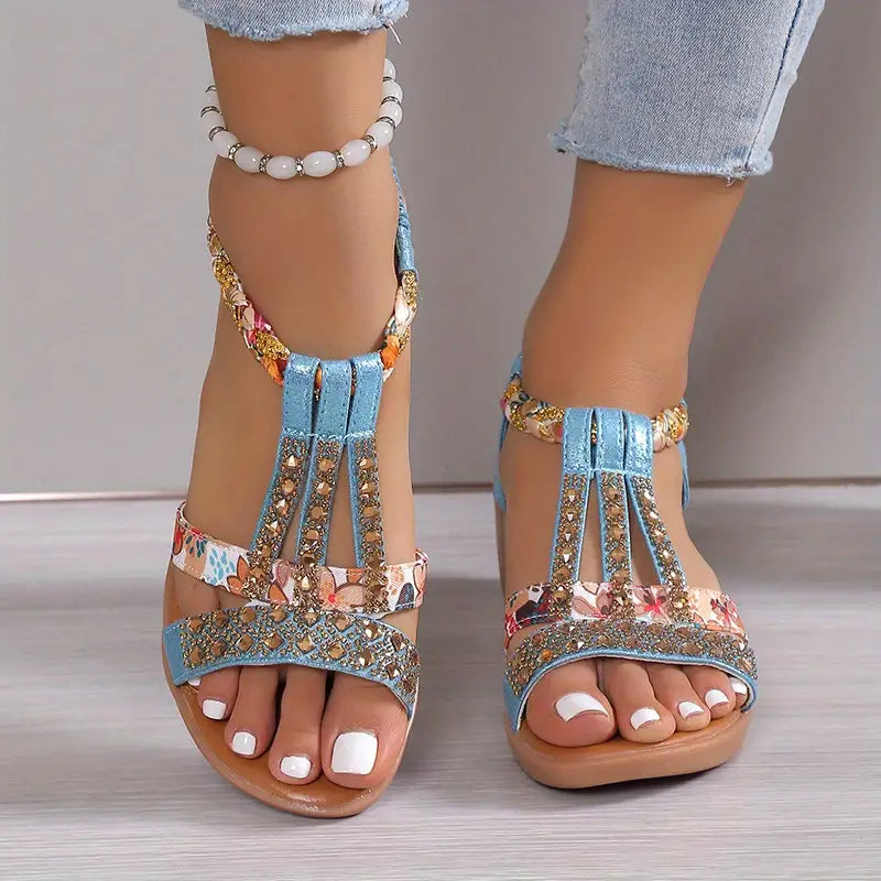 Inka™ - Boho Glam Strass-Keilsandaletten mit Flechtwerk [Letzter Tag Rabatt]
