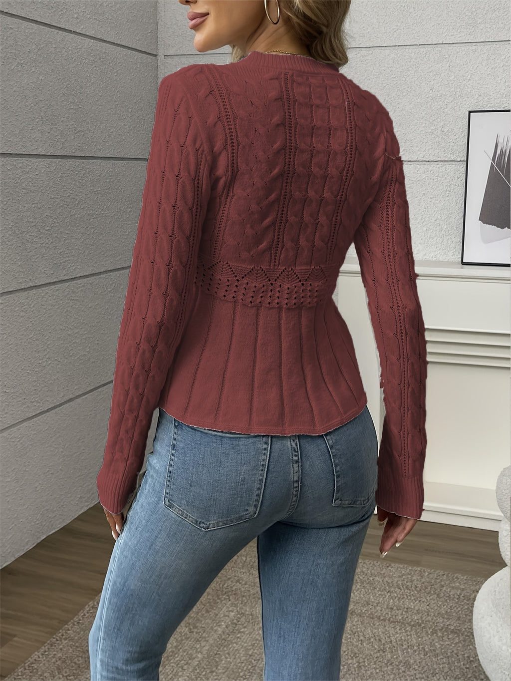 Valenzora | Women's knitted sweater - luxurious knit pattern with a comfortable cut