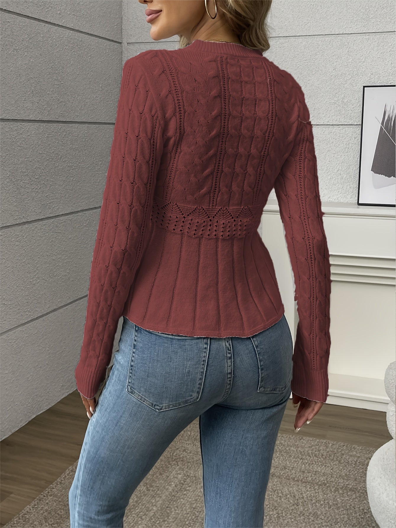 Valenzora | Women's knitted sweater - luxurious knit pattern with a comfortable cut