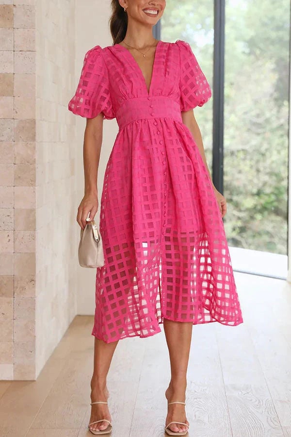 Valenzora | Midi dress with puff sleeves
