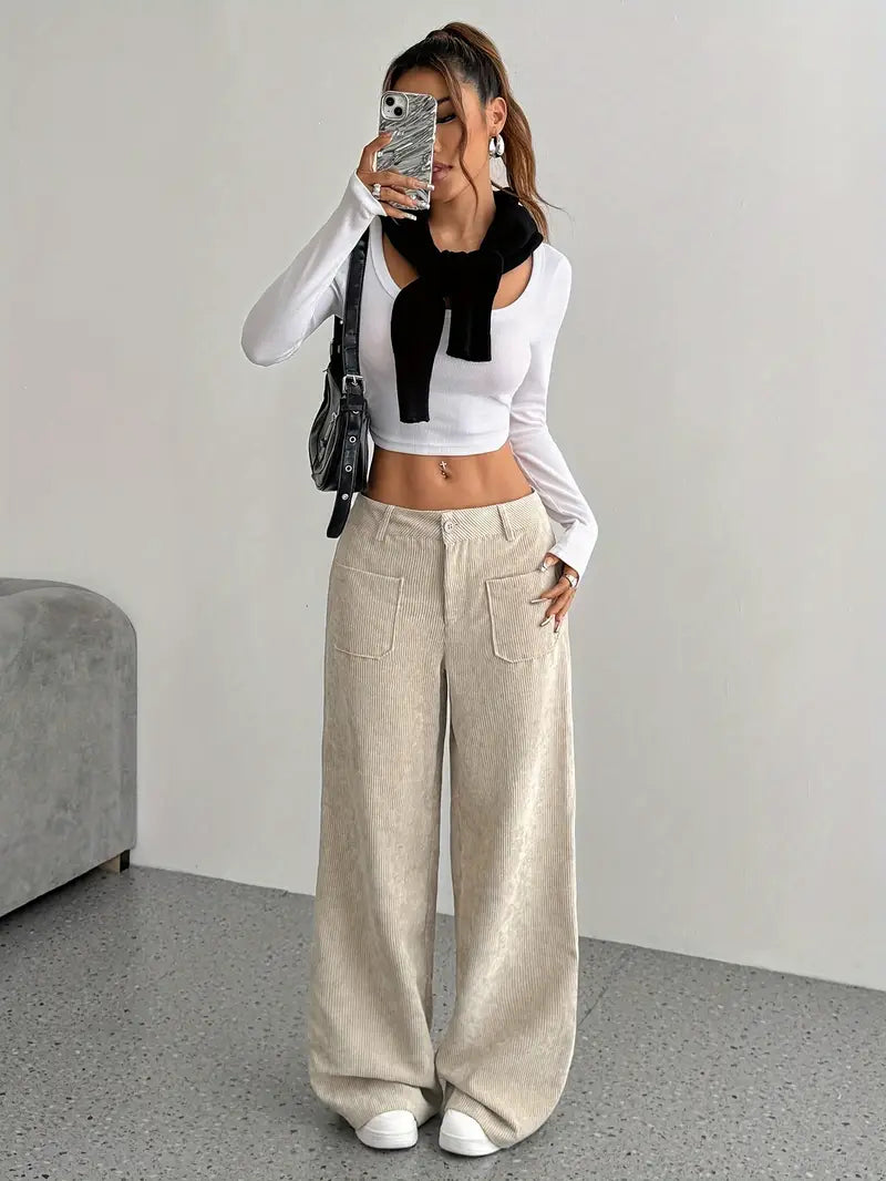 Valenzora | Wide-Leg Corduroy Trousers for Women