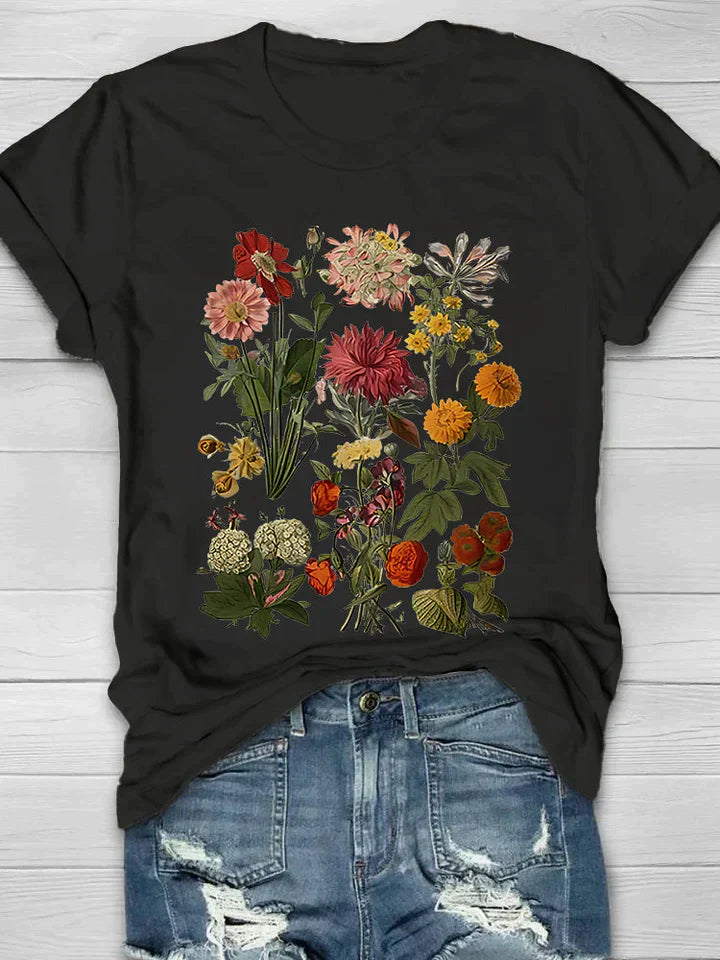 Valenzora | Vintage Floral T-shirt Retro Style For Casual Chic