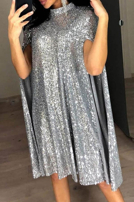Valenzora | Wine Me And Dine Me Pailletten-Cape-Kleid