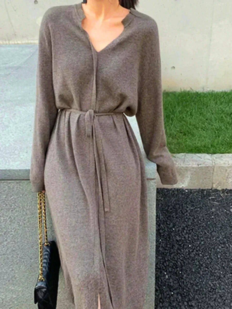 Valenzora | Elegantes Herbst-Chic Langarm-Pulloverkleid für Damen