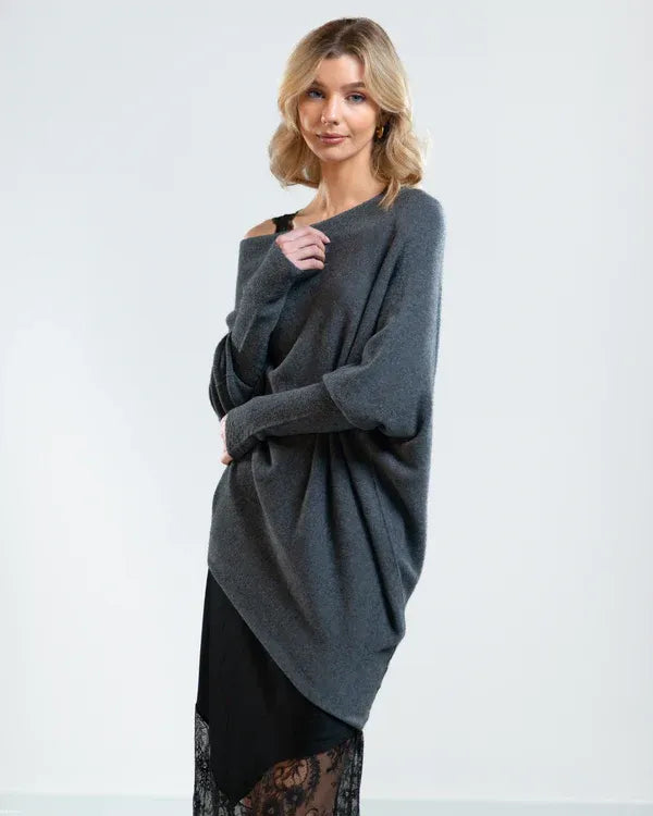 Valenzora | Asymmetrischer Damenpullover mit eleganter Drapierung