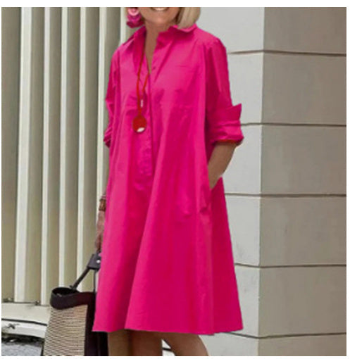 Valenzora | Hemdblusenkleid mit Umlegekragen & Dreiviertelärmeln
