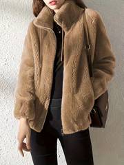 Teddy coat with drawstring