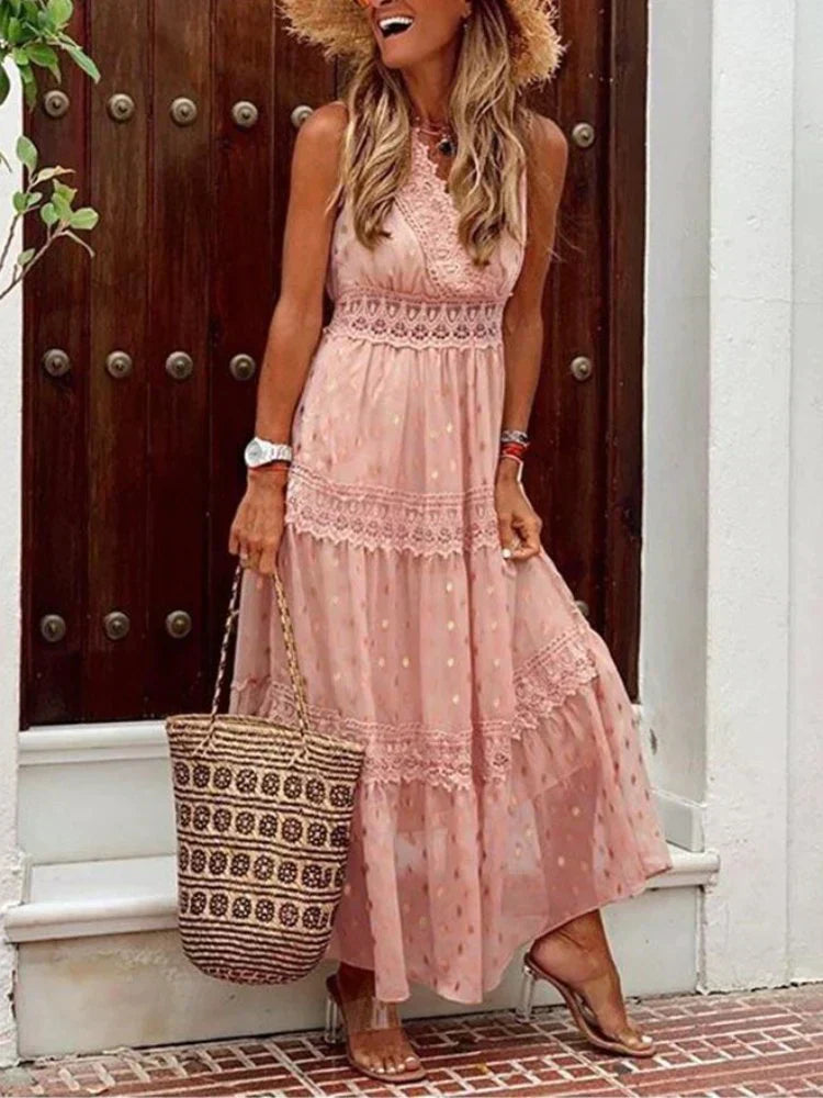 Valenzora | Stylish Long Dress with Lace Details
