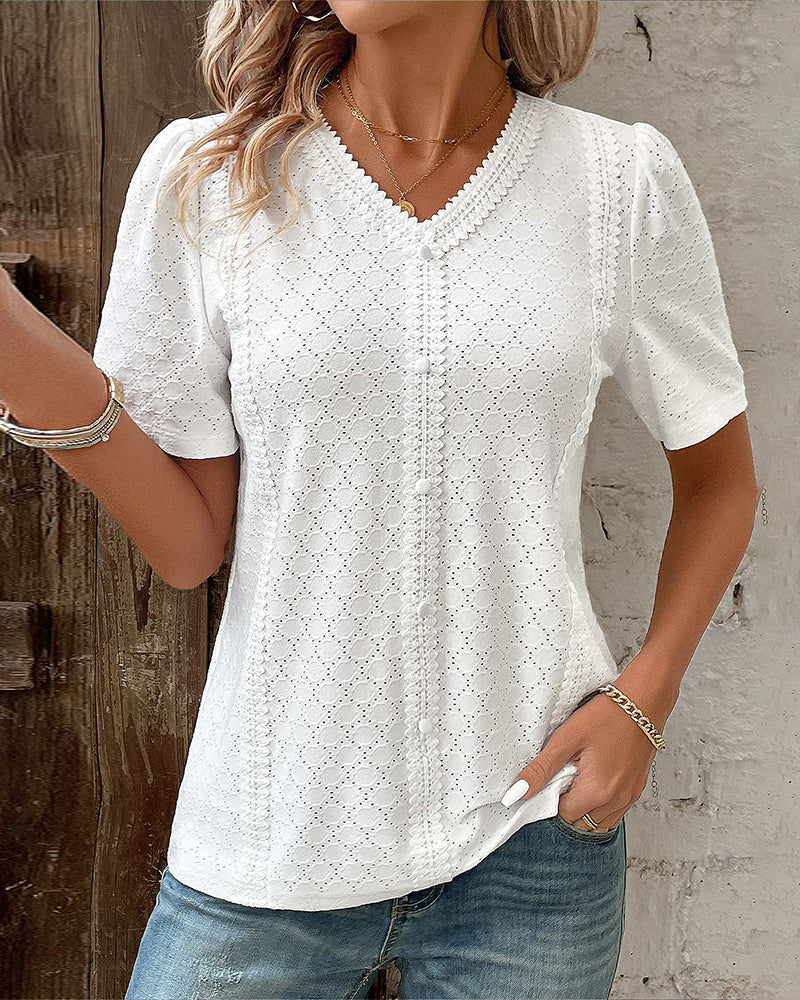 Valenzora | Solid-color top with bubble sleeves