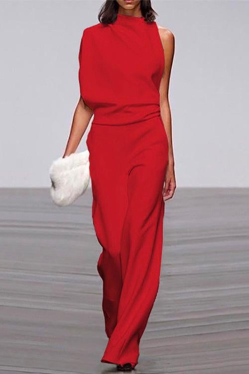 Valenzora | Rosiedress One Shoulder Waist Wide Leg Jumpsuit